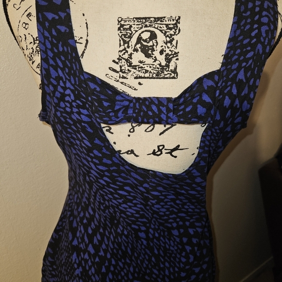 Womans Mini Blue And Black Tank Dress - Picture 7 of 10